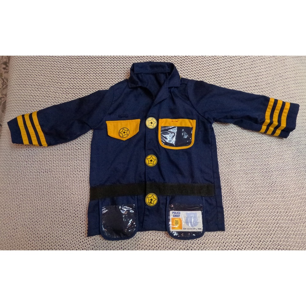 Melissa & Doug Kids Police Officer Costume Jacket with ID Card Ages 3-6 Navy